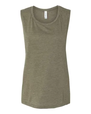 Bella   Canvas 8803 Women's Flowy Scoop Muscle Tank - Heather Olive