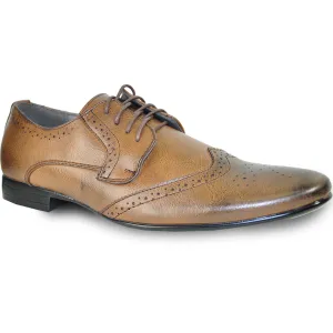 BRAVO Men Dress Shoe KLEIN-4 Wingtip Oxford Shoe Brown