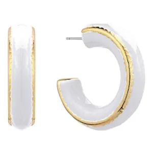 Chunky Color Coated Acrylic Hoop Earrings | White