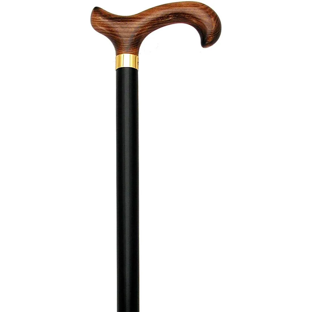 Flame-Scorched Deluxe Derby Cane: Dark, Black Beechwood Shaf