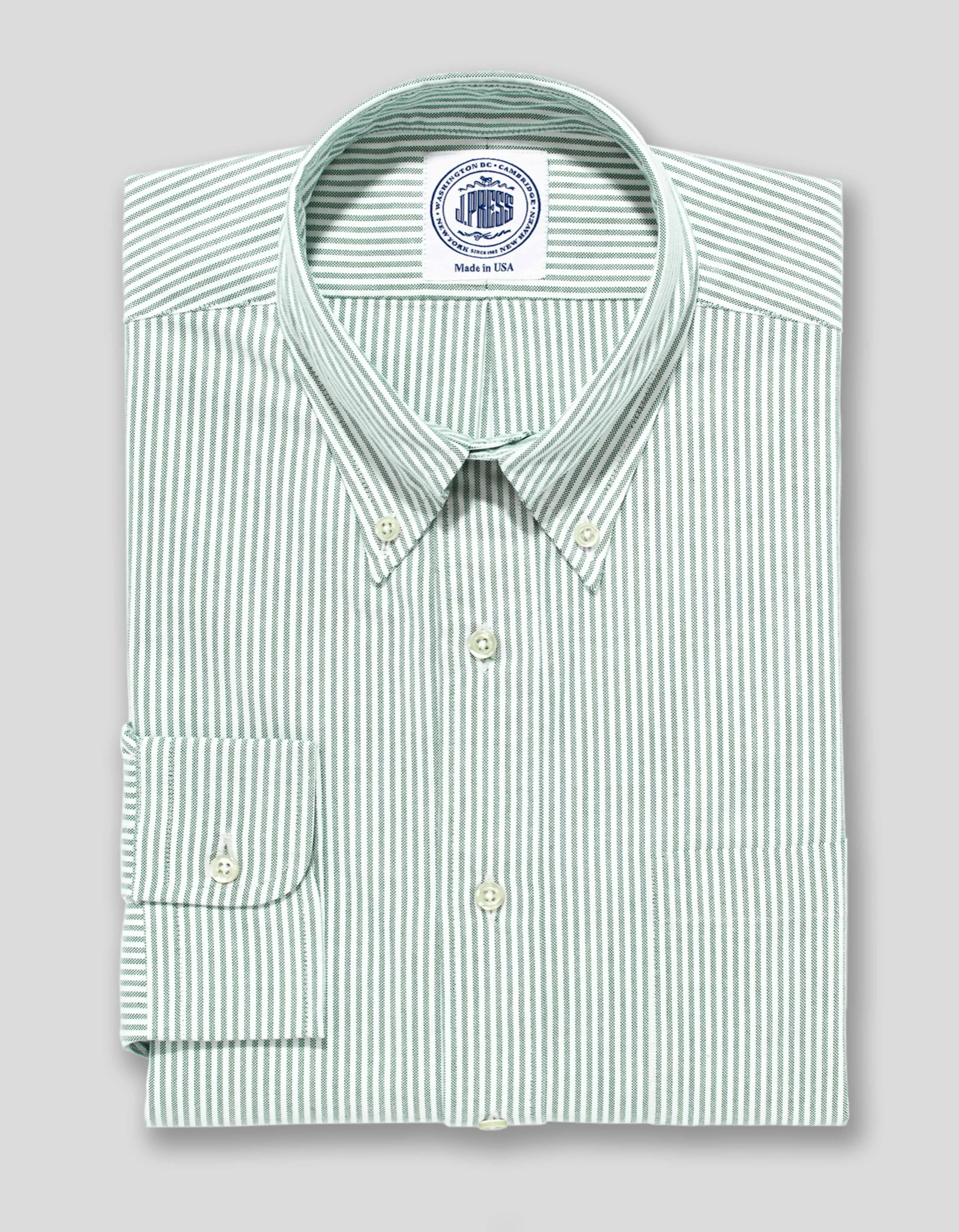 GREEN/WHITE OXFORD DRESS SHIRT