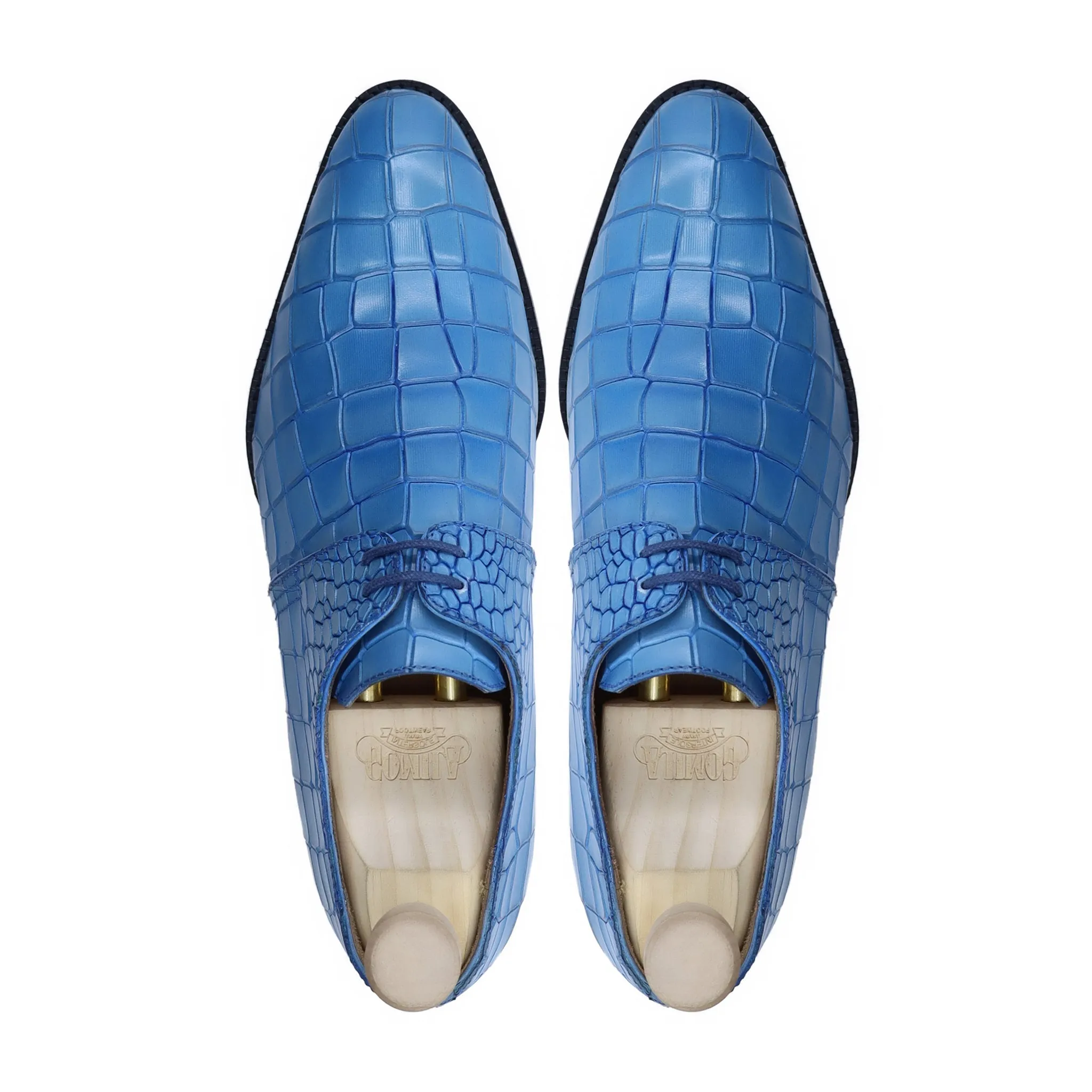 Kosti - Men's Blue Calf Leather Derby Shoe