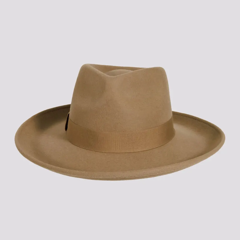 Oakley | Womens Crushable Wool Felt Teardrop Fedora Hat with Curled Brim